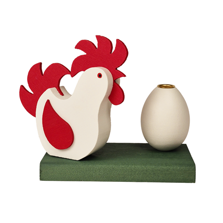 Rooster and egg candlestick red - Last chance