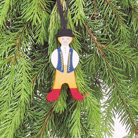 Folkdräktsdocka far med band