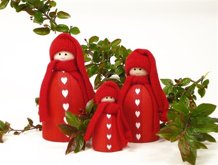 Tomte med hjärtband liten röd