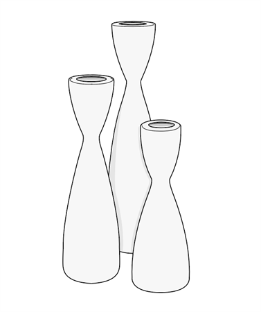 Ljusstakar Trio, vit, fp